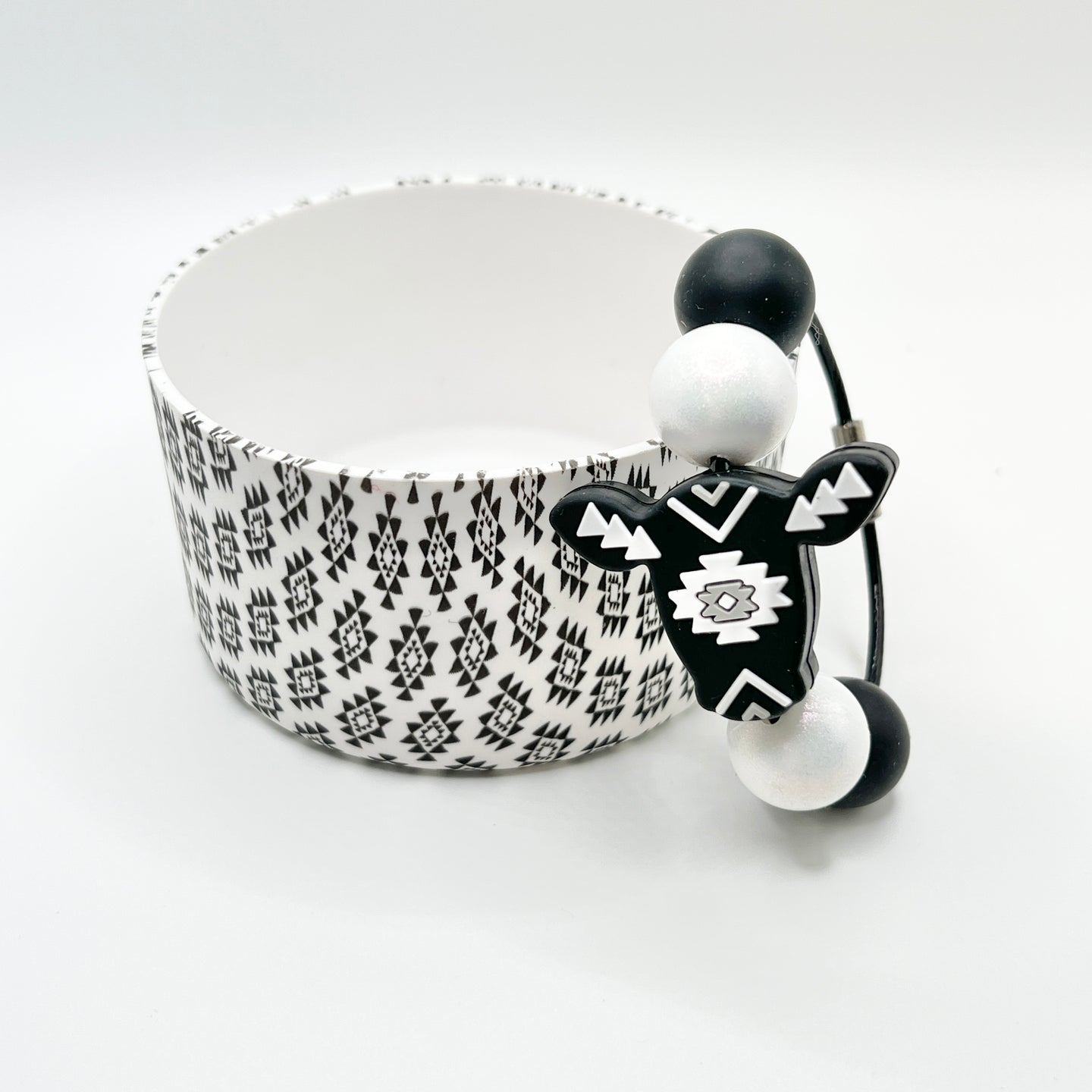 Black Aztec Cow Boot & Charm Set